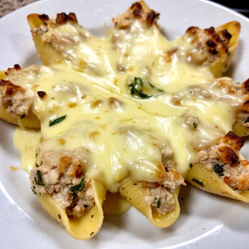how to make Stuffed Chicken Pasta Shells Cheesy Recipe step by step
