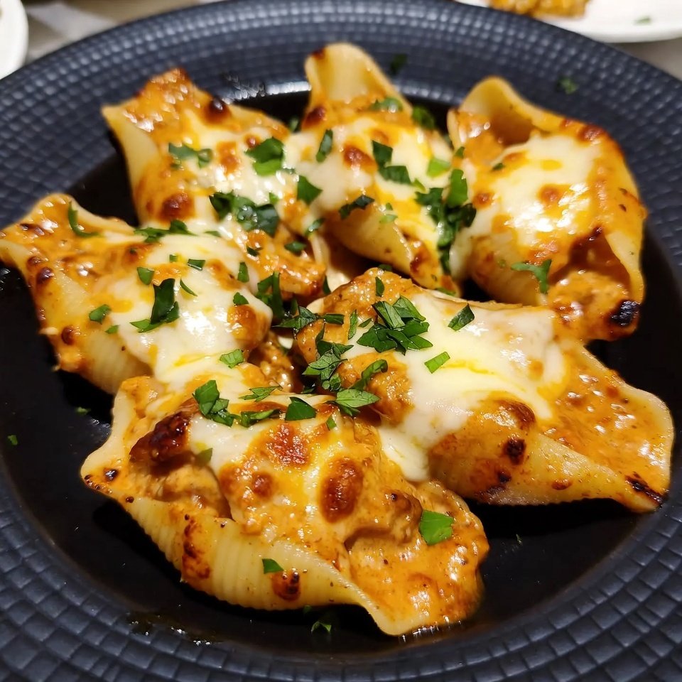 fresh ingredients for Stuffed Chicken Pasta Shells Cheesy Recipe