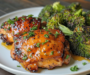 Spicy Honey Garlic Chicken Thighs with Roasted Broccoli