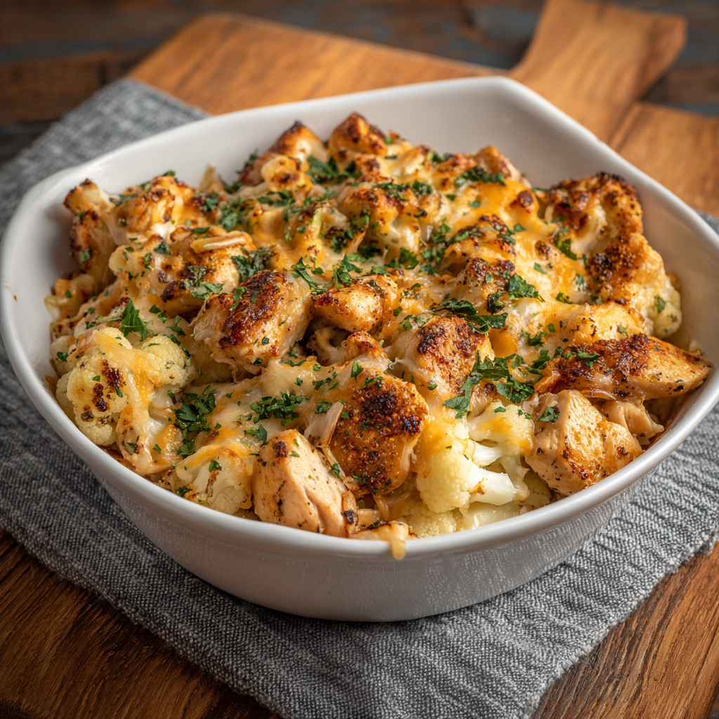 fresh ingredients for Cheesy Chicken And Cauliflower Casserole That Makes Low-Carb Eating Feel Like Cheating
