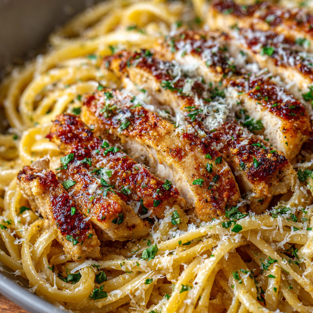 fresh ingredients for Creamy Garlic Parmesan Chicken Linguine That Rivals Any Fancy Italian Restaurant