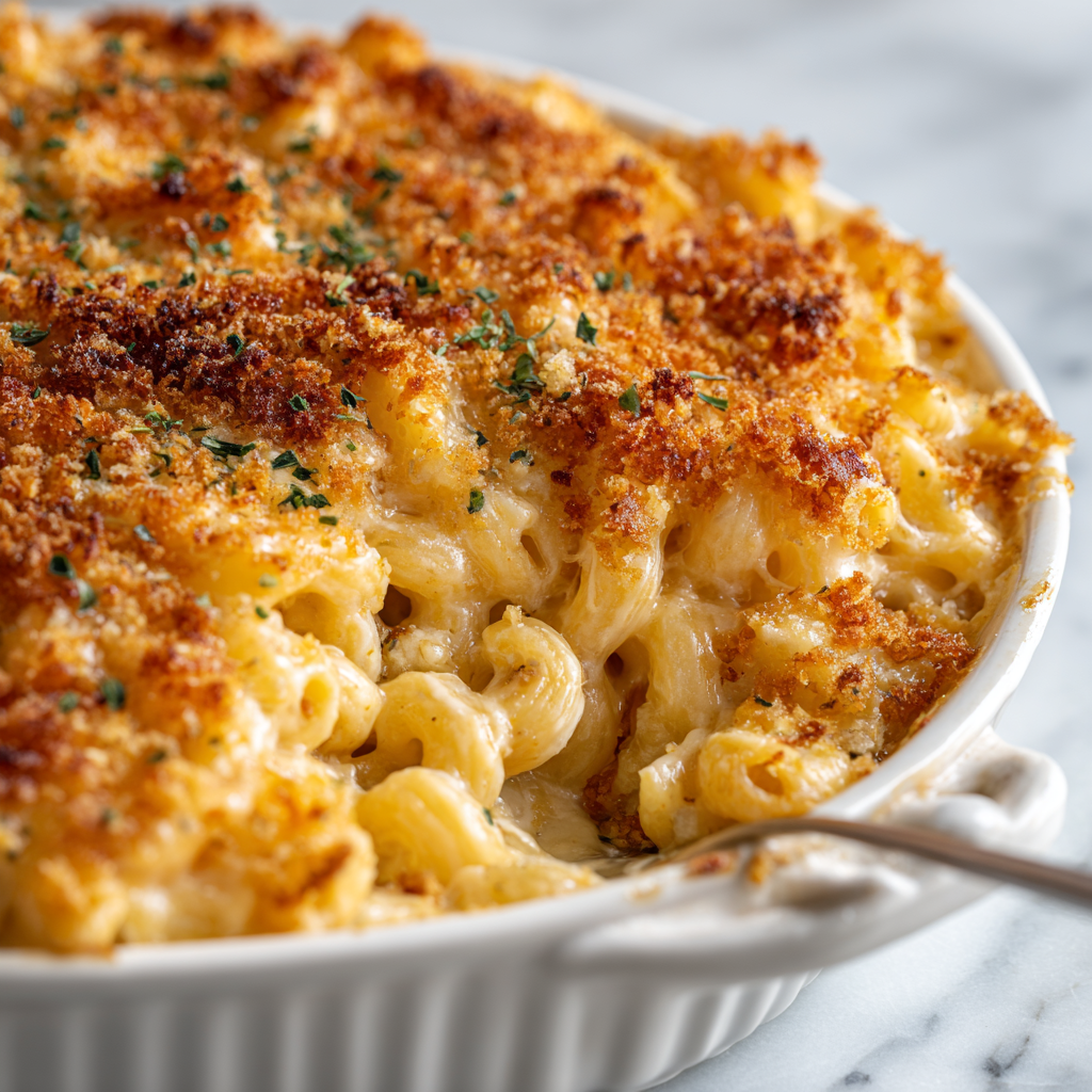 fresh ingredients for Creamy Smoked Gouda Mac And Cheese Baked To Golden Perfection