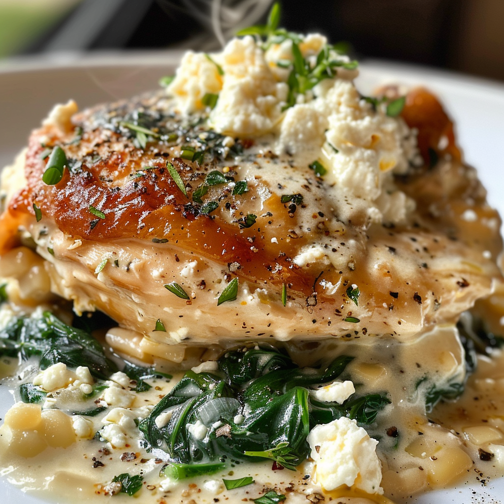 how to make Creamy Tuscan Chicken Casserole With Spinach And Feta For A Cozy Weeknight Dinner step by step