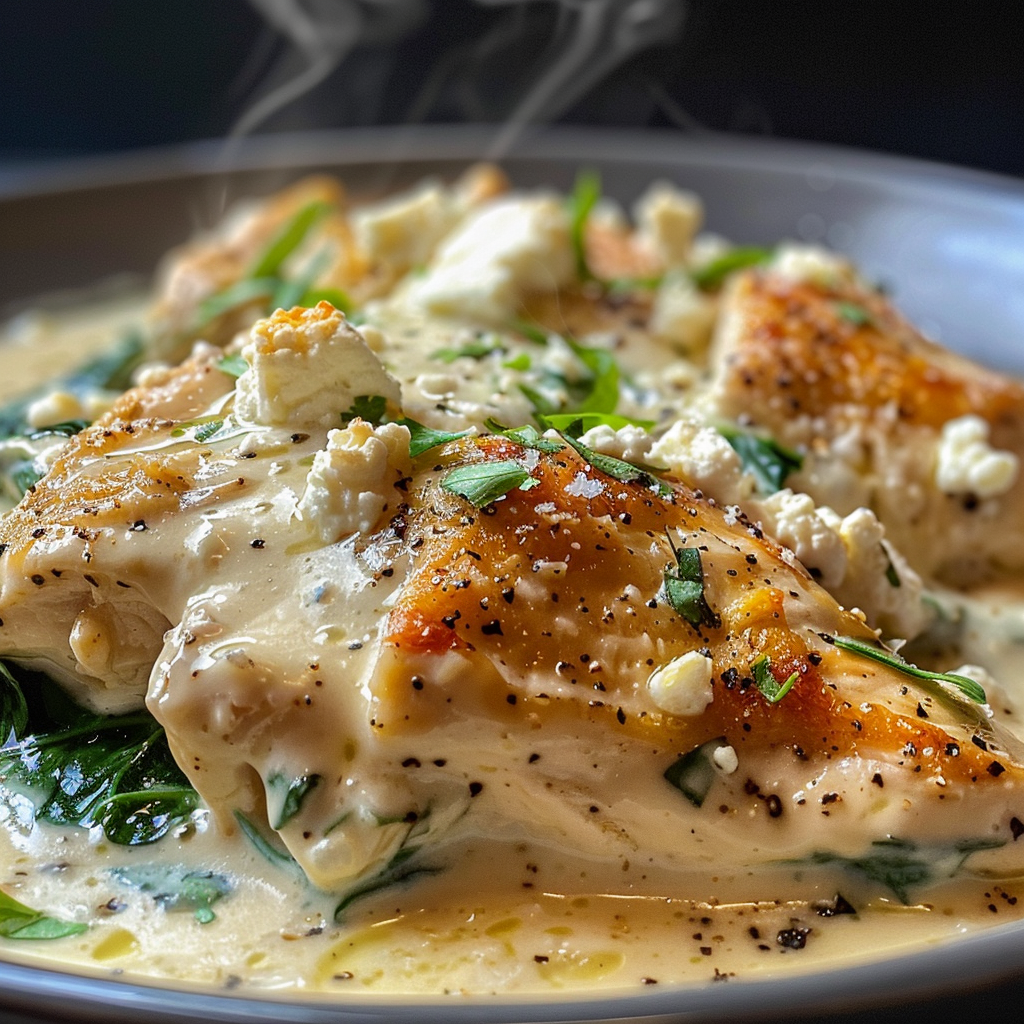 fresh ingredients for Creamy Tuscan Chicken Casserole With Spinach And Feta For A Cozy Weeknight Dinner