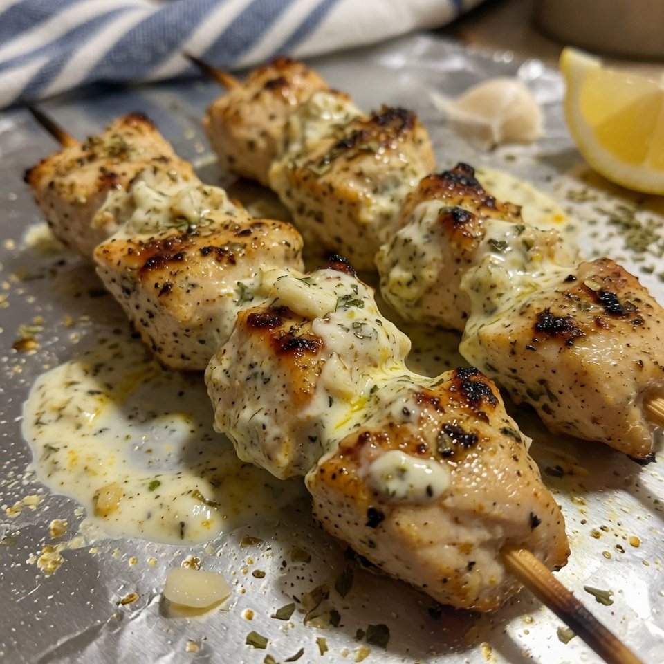 fresh ingredients for Greek Yogurt Marinated Chicken Skewers