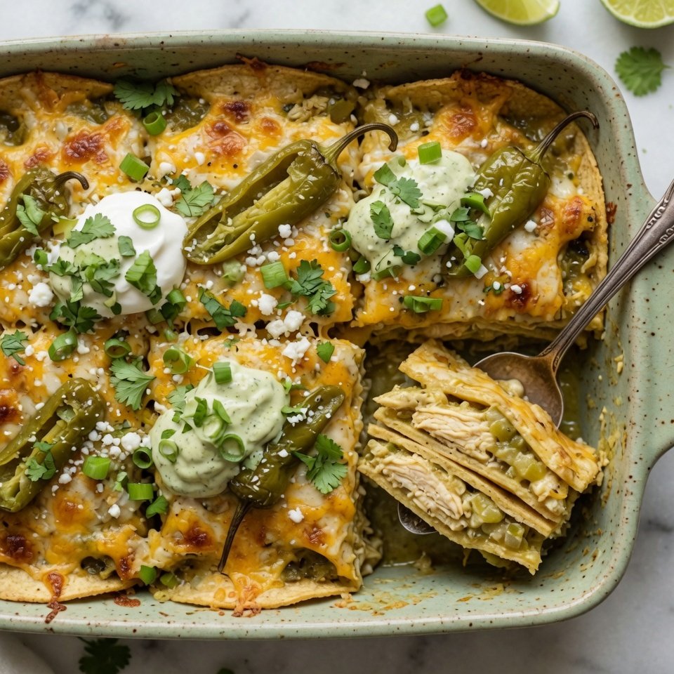 fresh ingredients for Green Chile Chicken Enchilada Casserole Layered With Corn Tortillas