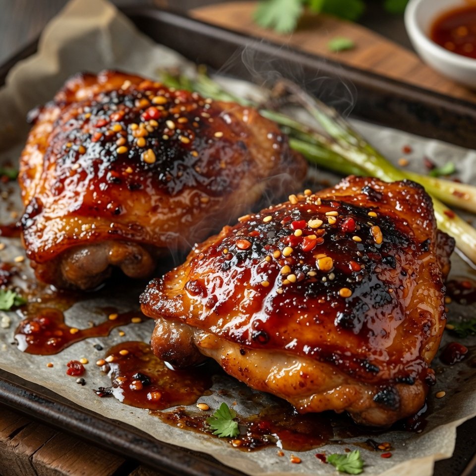 fresh ingredients for Honey Sriracha Glazed Chicken Thighs That Caramelize Beautifully In The Oven