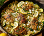 Lemon Herb Chicken Orzo Skillet with Zucchini & Feta