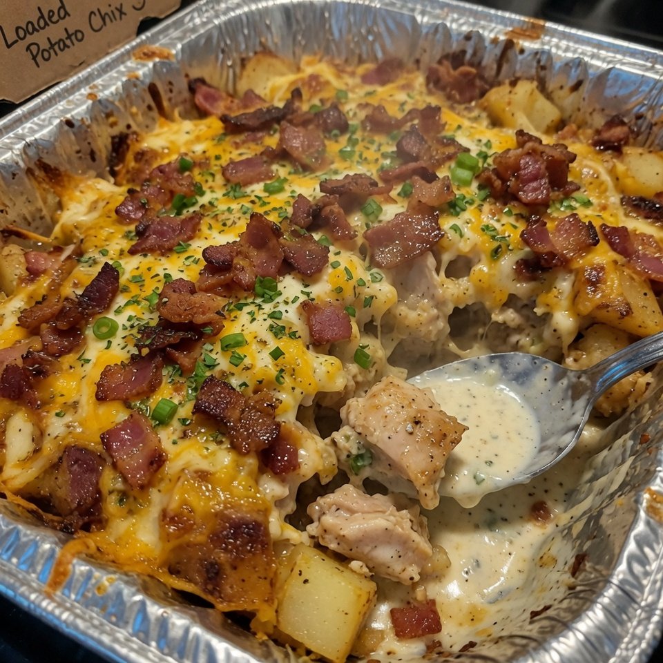fresh ingredients for Loaded Potato & Chicken Casserole (With Bacon)